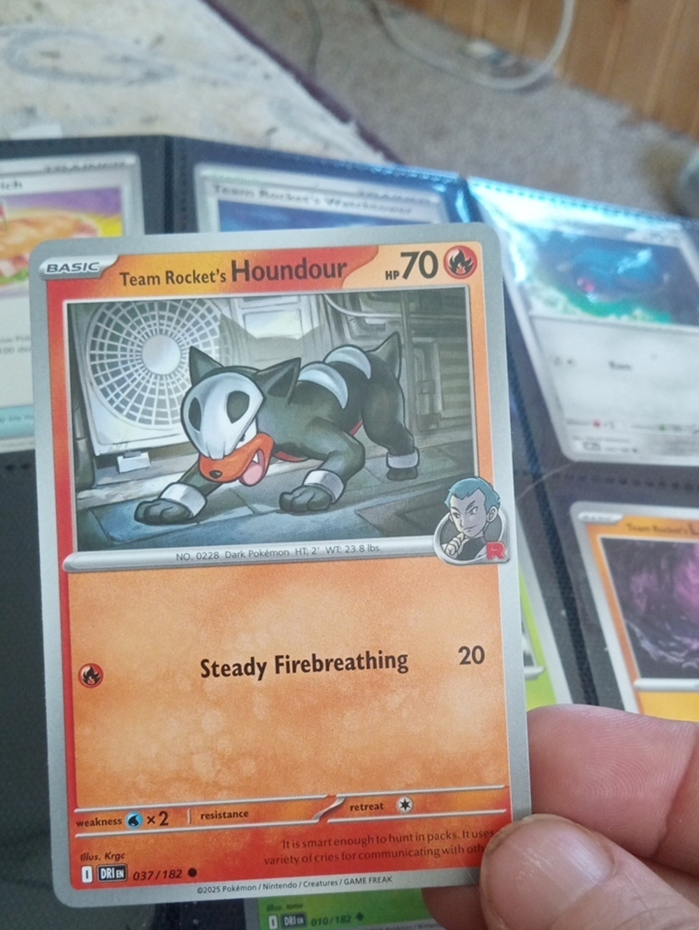 Pokemon Team Rocket's Houndour Card - Orange, Black, White